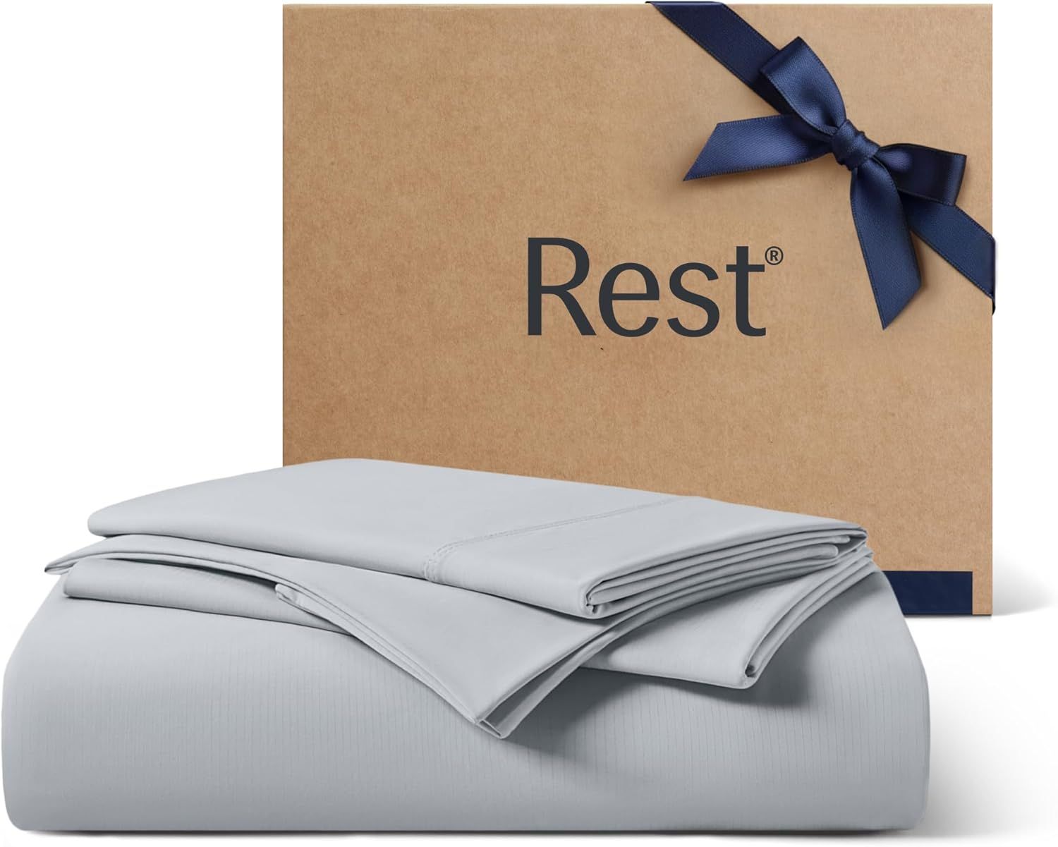 REST Evercool King Starter Sheet Set, Cool Grey, Breathable for Hot Sleepers, Includes Pillowcases, Self-Cleaning Silver Yarn, 3-Piece