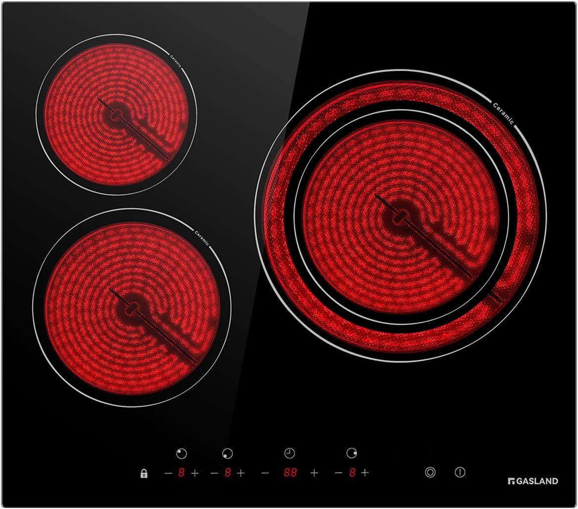 GASLAND Chef 60cm Ceramic Electric Cooktop with 3 Zones, Dual Touch Control & Child Safety Lock, 5400W