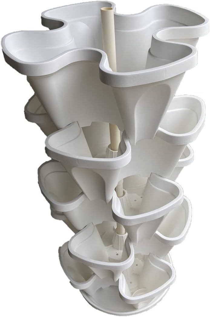 5-Tier Stackable Vertical Garden Planter Set, Stone - 45cm Width