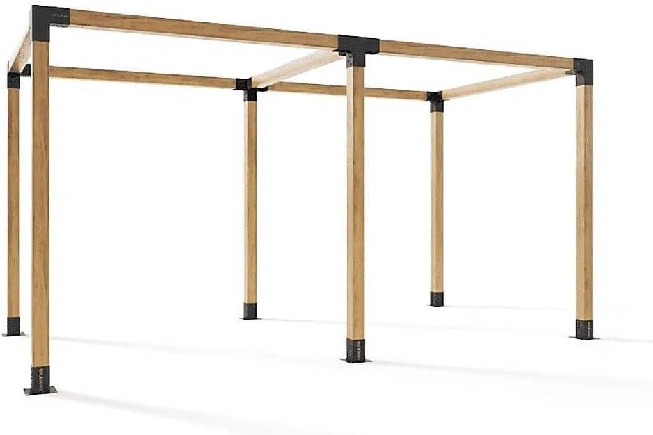 DIY Double Roof Pergola Gazebo Shed with Black Steel Brackets