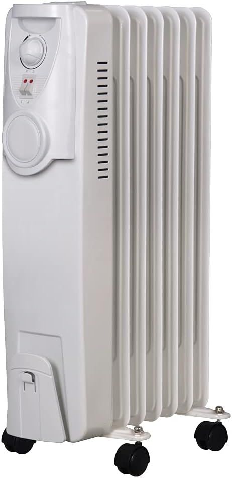Heller 1500W Portable Oil Column Heater with 7 Fins and Castor Wheels - White