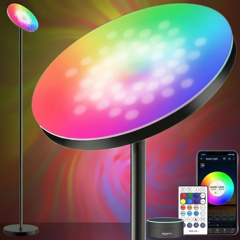 Nowepai 175cm Smart RGB LED Floor Lamp with App Control and Dimmable Brightness, 24W 2400LM for Living Room, Bedroom, Office Corner - AU Plug