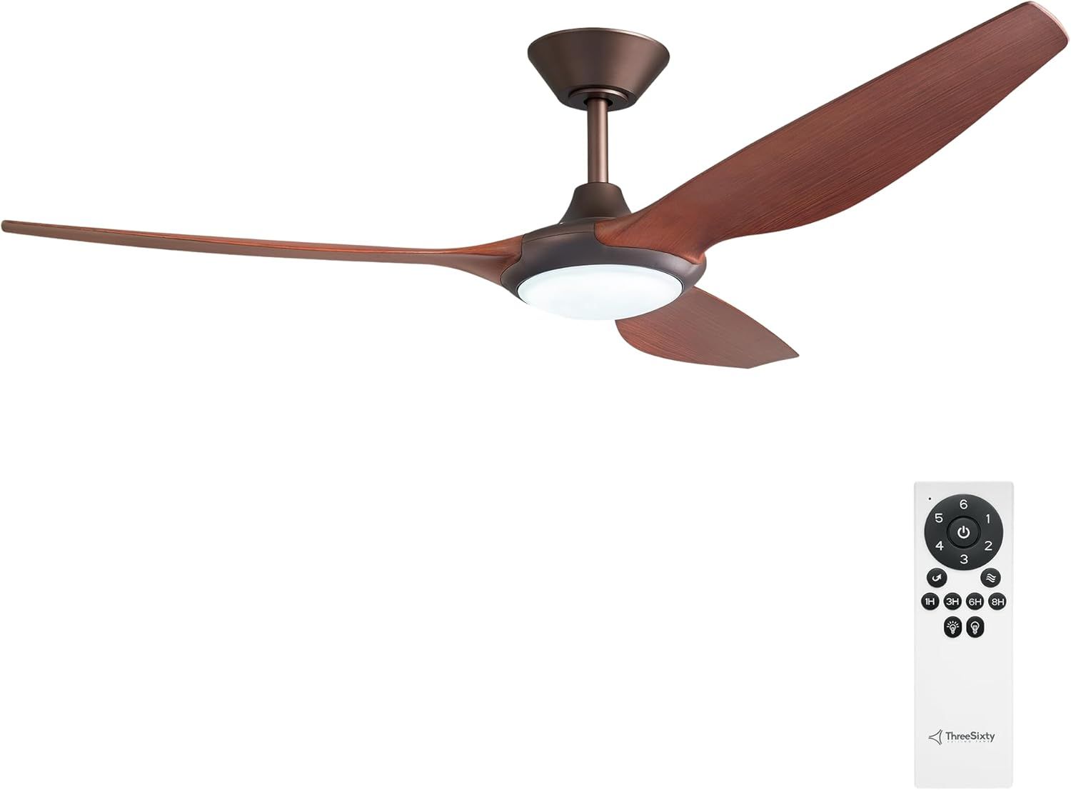 ThreeSixty Delta 132cm Ceiling Fan with Light in Bronze Koa