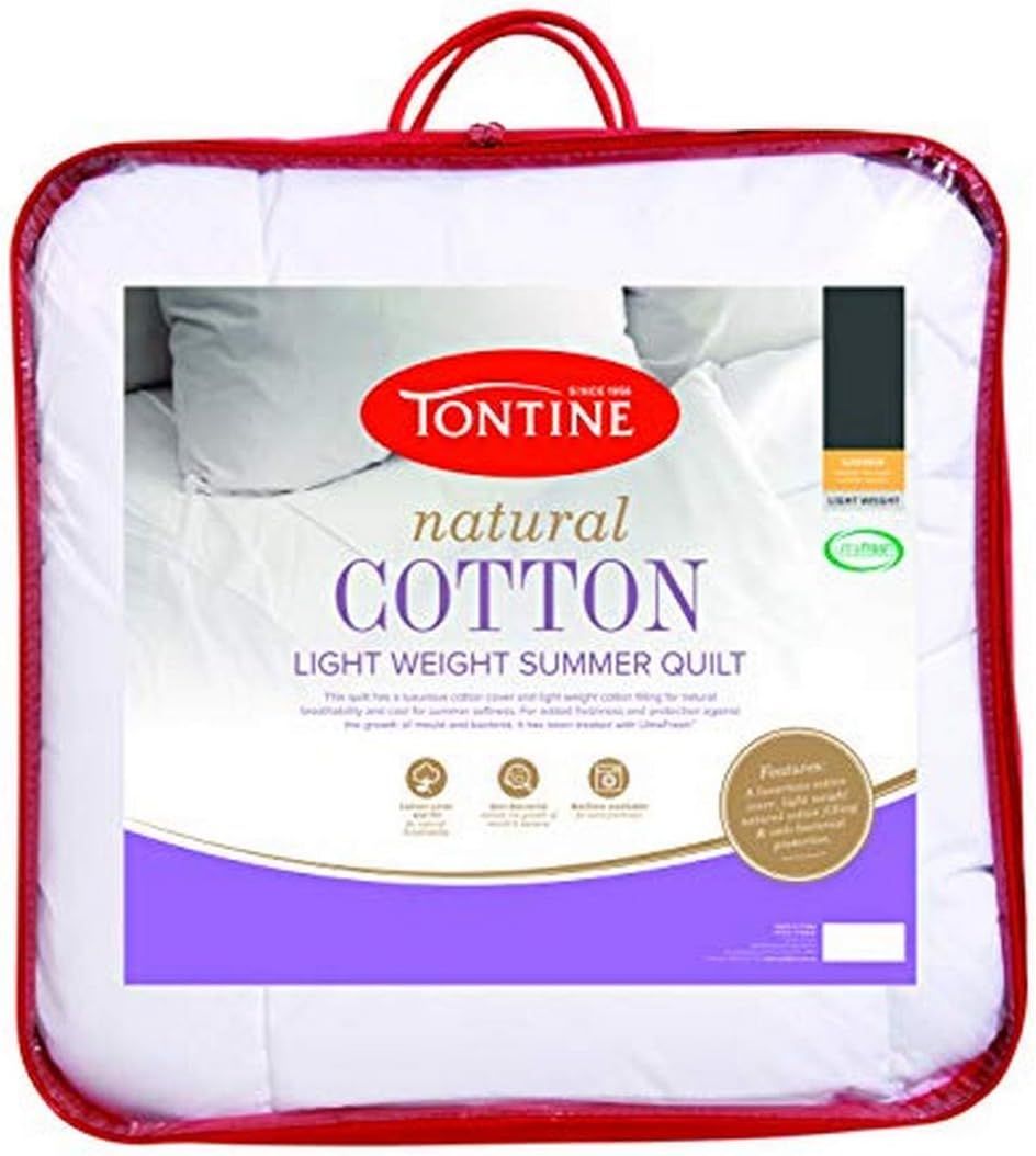 Tontine Cotton Lightweight Summer Quilt, Single - Soft, Breathable and Antibacterial