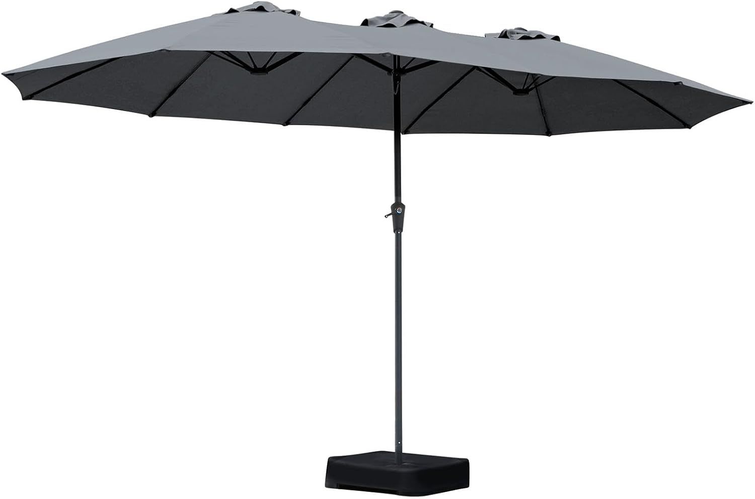 Oversized Double-Sided Patio Umbrella with Base - Dark Grey