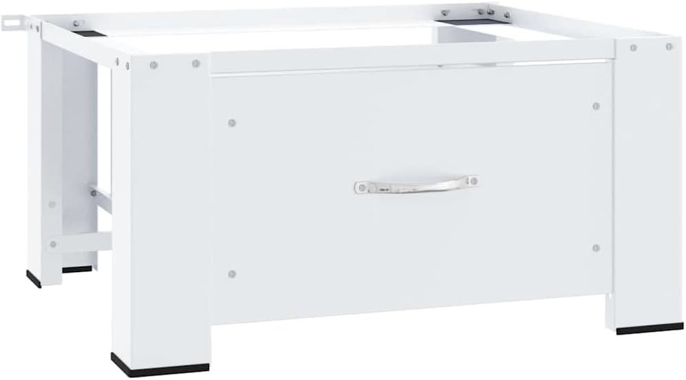 White Laundry Machine Stand with Storage Drawer