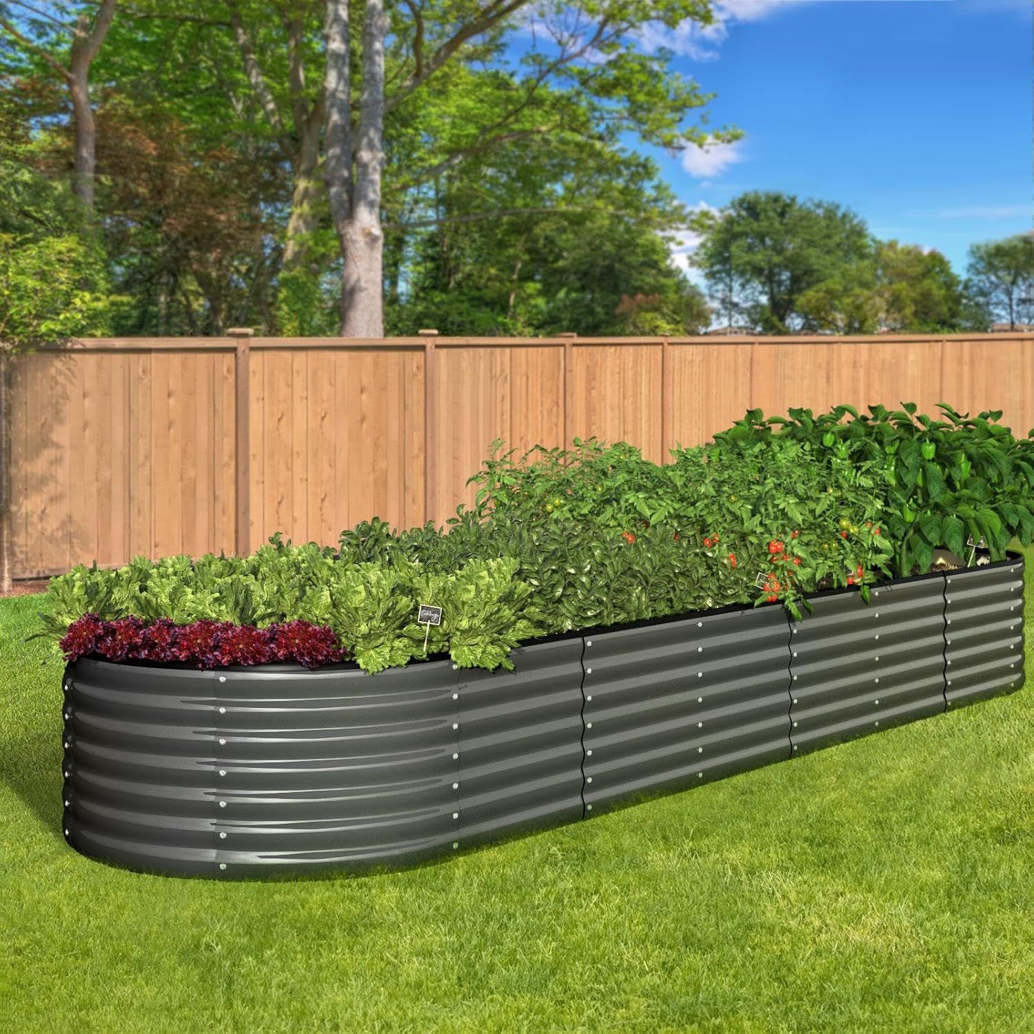 Livsip Galvanised Steel Raised Garden Bed, 320x80x56cm