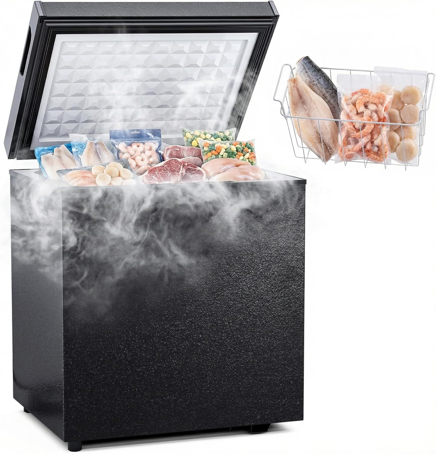 Advwin 50L Compact Chest Freezer with Adjustable Temperature and Removable Basket