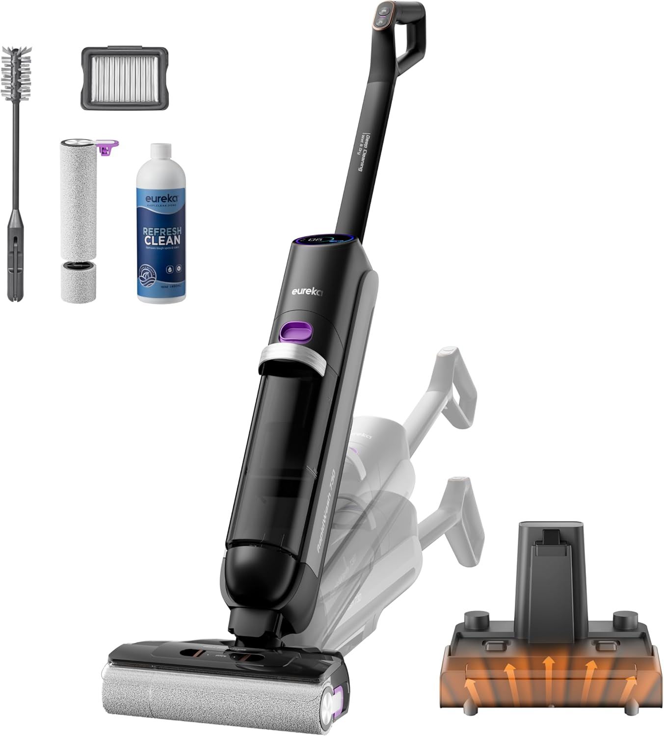 EUREKA RapidWash NEW730 Cordless Wet Dry Vacuum Mop with High Suction and Self-Cleaning