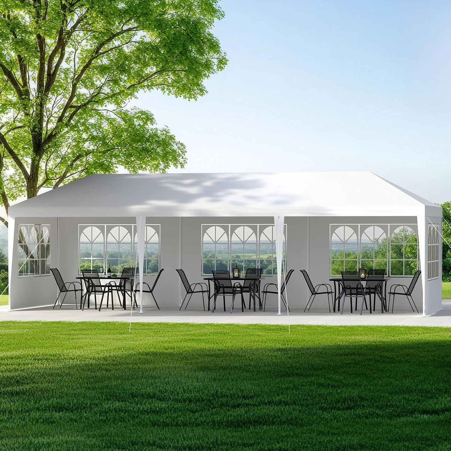 Alfordson 5-Piece Gazebo Marquee 3x9m with Steel Frame & Carry Bag for Outdoor Events