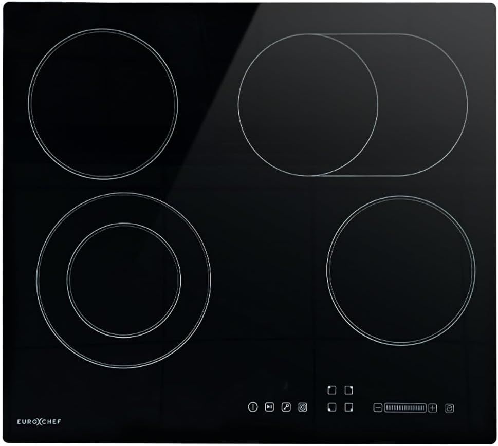 EuroChef 60cm Ceramic Cooktop, 4 Zone, 6600W Electric with Touch Controls