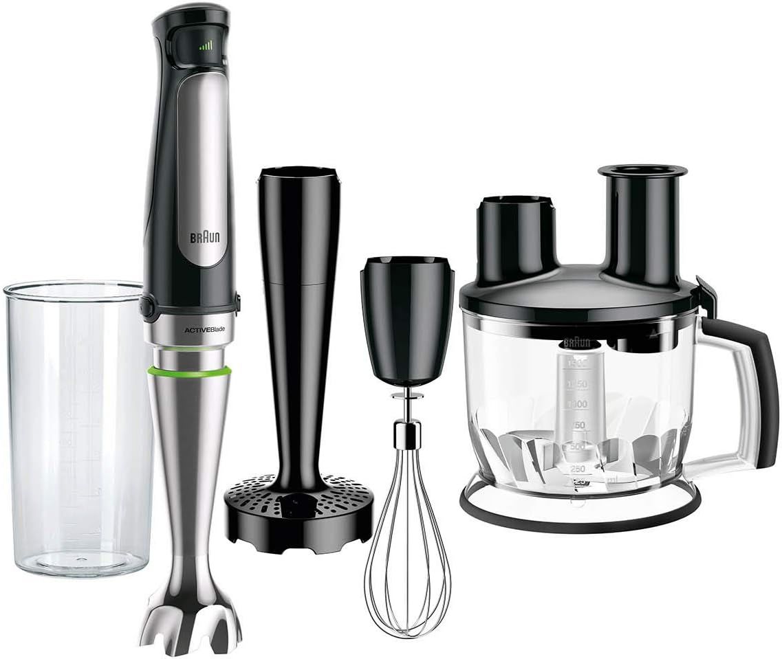 Braun MultiQuick 7 Hand Blender MQ7077X, With Chopper, Whisk, Masher & Processor Attachments