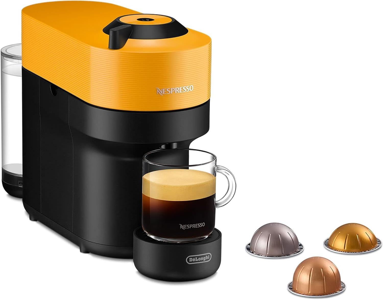 De'Longhi Nespresso Vertuo Pop Coffee Machine - 4 Cup Sizes, Smart Connectivity, Mango Yellow