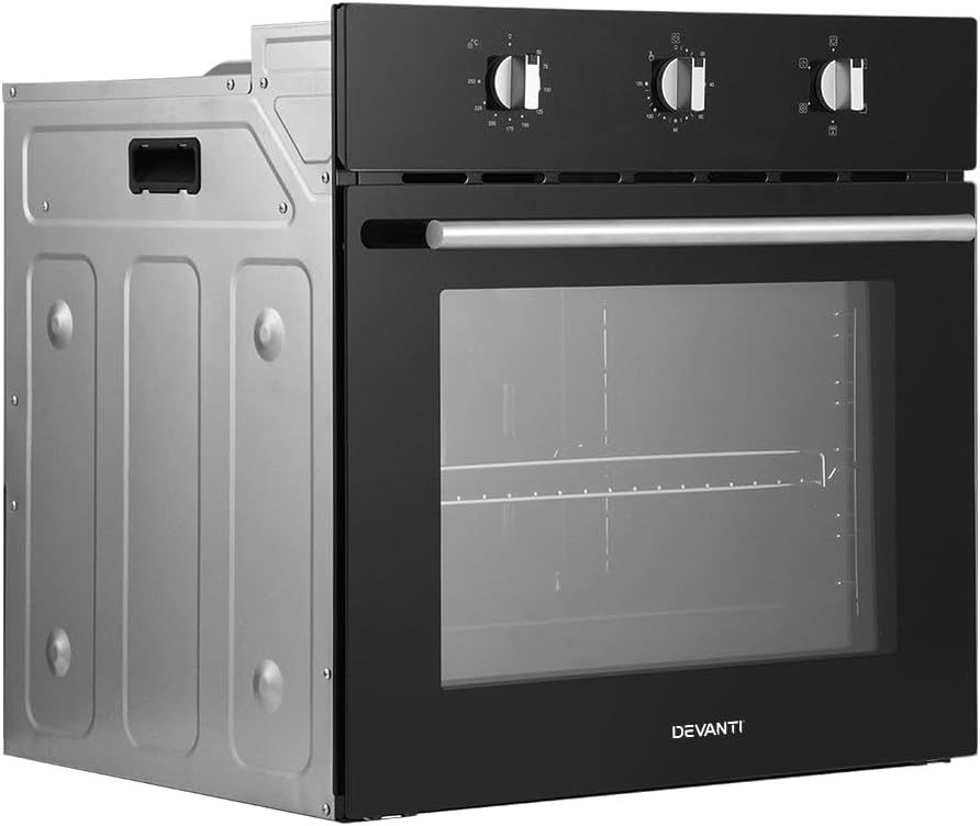 Devanti 70L Built-In Electric Wall Oven with Convection and Grill - Stainless Steel Black