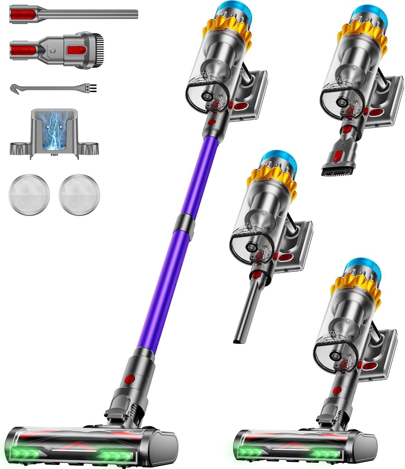 650W Cordless Stick Vacuum with LED Display and Wall Mount - 70 Mins Runtime, Anti-Tangle