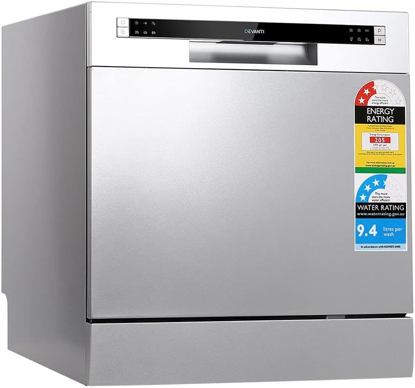 Devanti Countertop Dishwasher with 8 Place Settings, LED Display & 6 Wash Programs