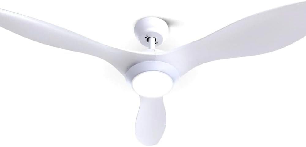 Devanti 52-Inch Ceiling Fan with LED and Remote Control, 3 ABS Blades, DC Motor, 6-Speed, 8-Hour Timer, Reversible Function, Tri-Colour Lighting, Ideal for Indoor Spaces - White