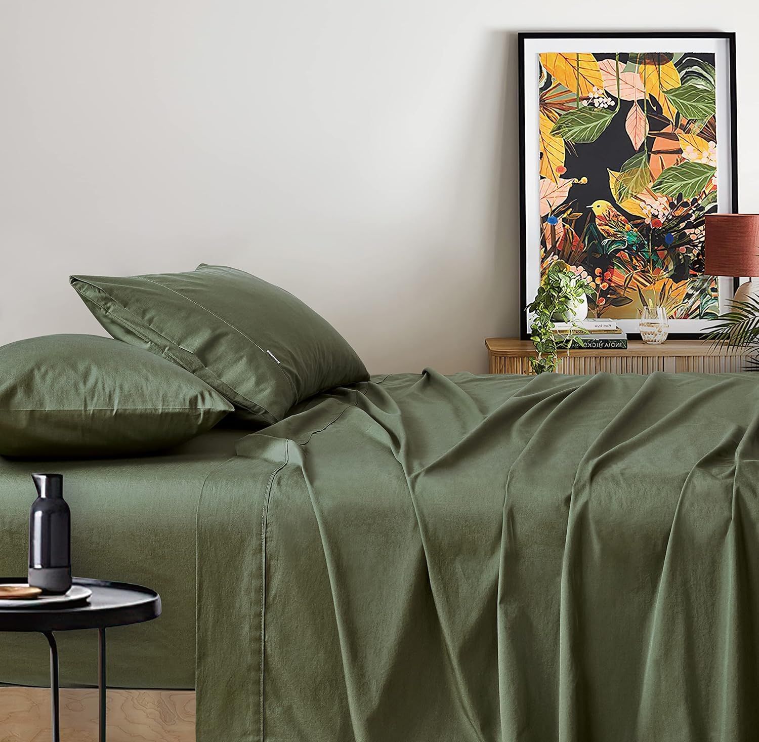 Gioia Casa King Size Khaki Green 100% Cotton Bedding Set with 2 Pillowcases