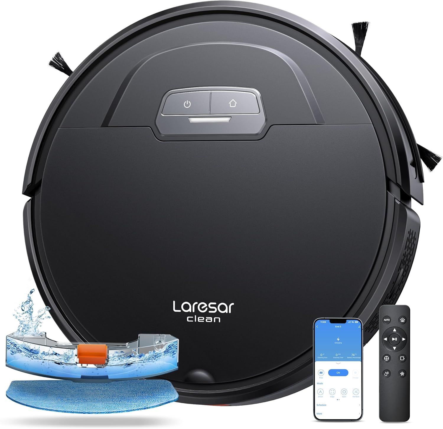 Laresar Clean Evol 3 Robot Vacuum and Mop, 4500Pa Power, 180Min Runtime, WiFi/APP/Alexa Control, Ideal for Pet Hair and All Floors