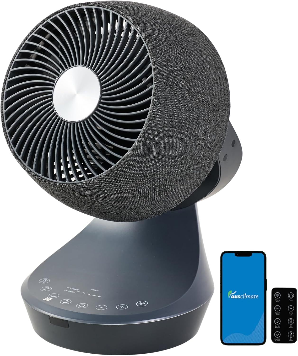Ausclimate EcoSmart Desk Fan, Charcoal Black