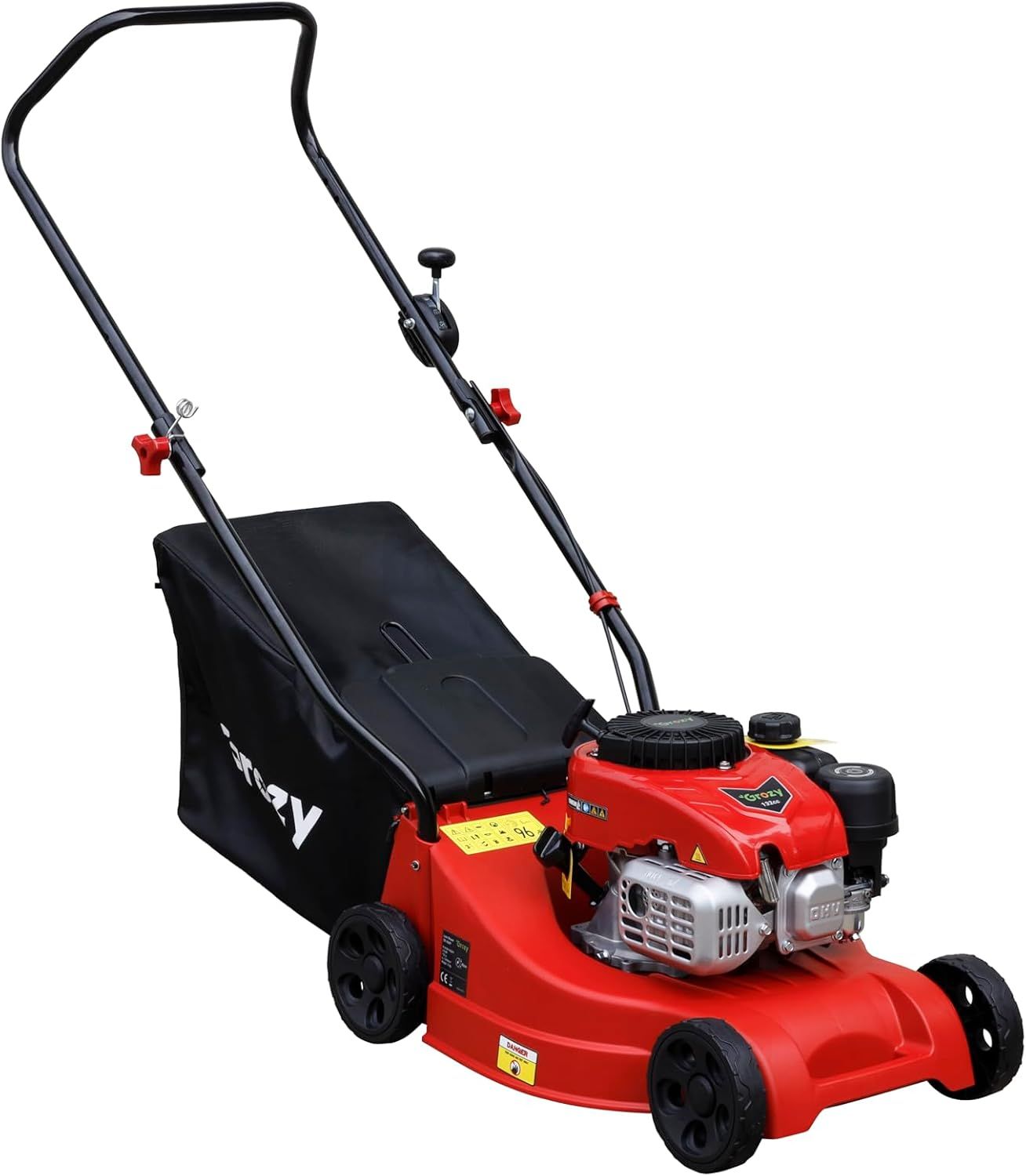 GROZY 40cm Petrol Lawn Mower 4-Stroke 132cc with 45L Grass Catcher