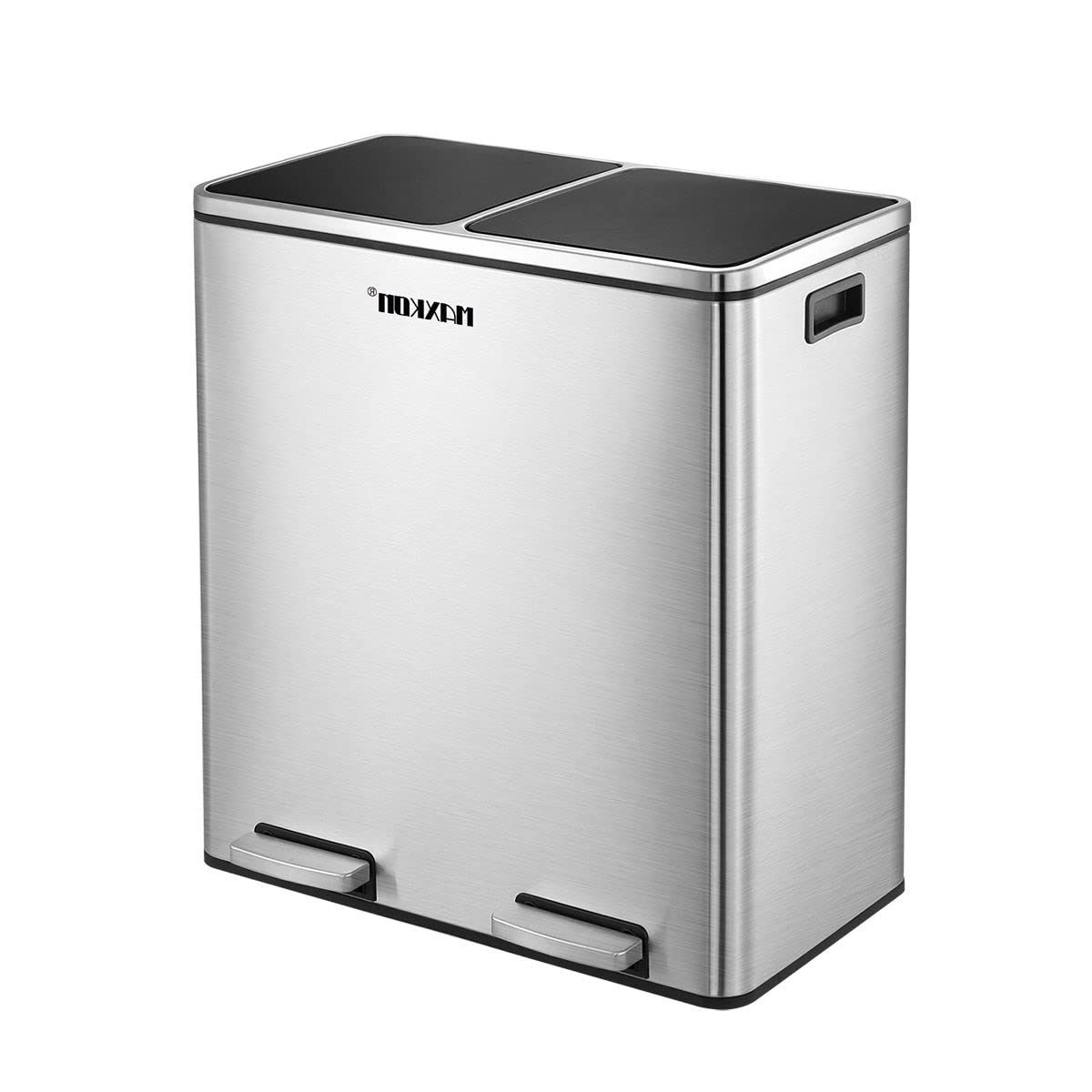 Maxkon 60L Dual Compartment Stainless Steel Pedal Bin for Recycling
