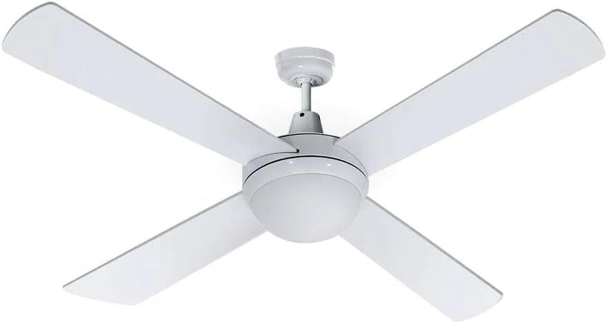 Devanti 52-Inch Ceiling Fan with Remote and Light, Quiet DC Motor, 3 ABS Blades, 6 Speed Settings, Reversible Function, 130cm, White