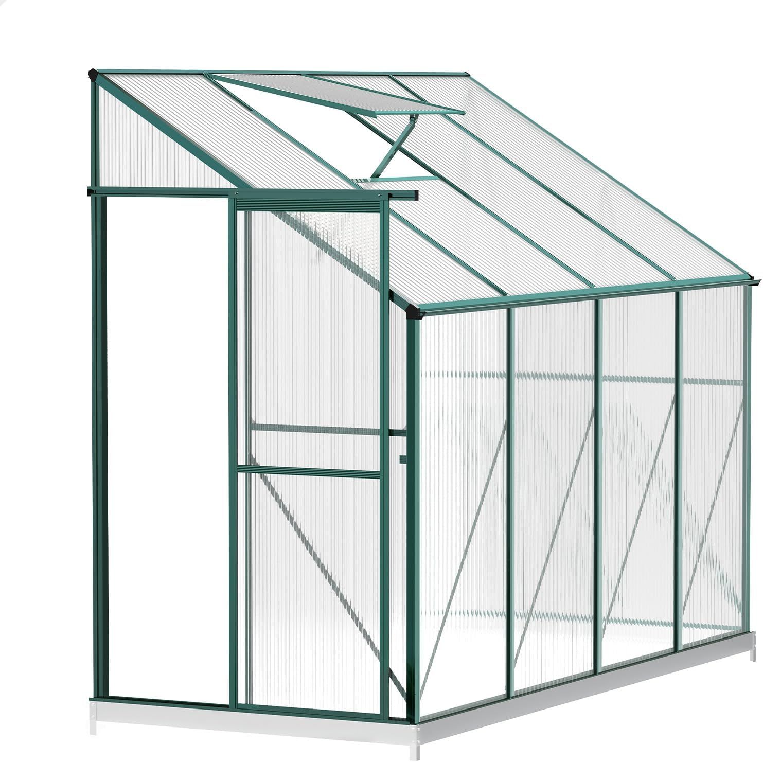Premium Walk-In Garden Greenhouse with Sliding Door & Adjustable Vent, Aluminium Frame, 2.52x1.27x2.18m