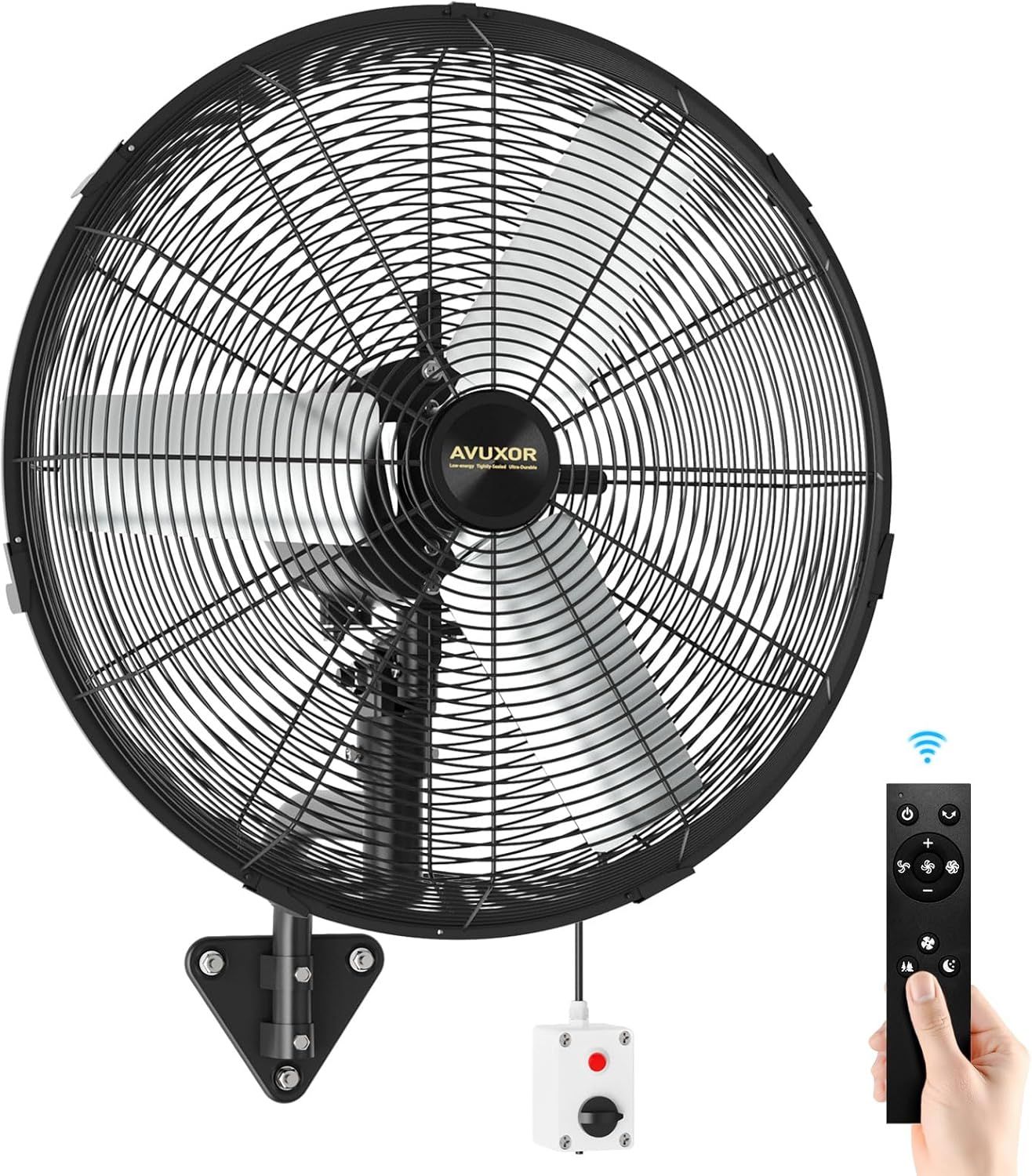 60cm Remote Controlled Outdoor Wall Fan, 4 Speeds, Adjustable Tilt, Whisper-Quiet DC Motor, Heavy-Duty Waterproof Fan for Home and Industrial Use