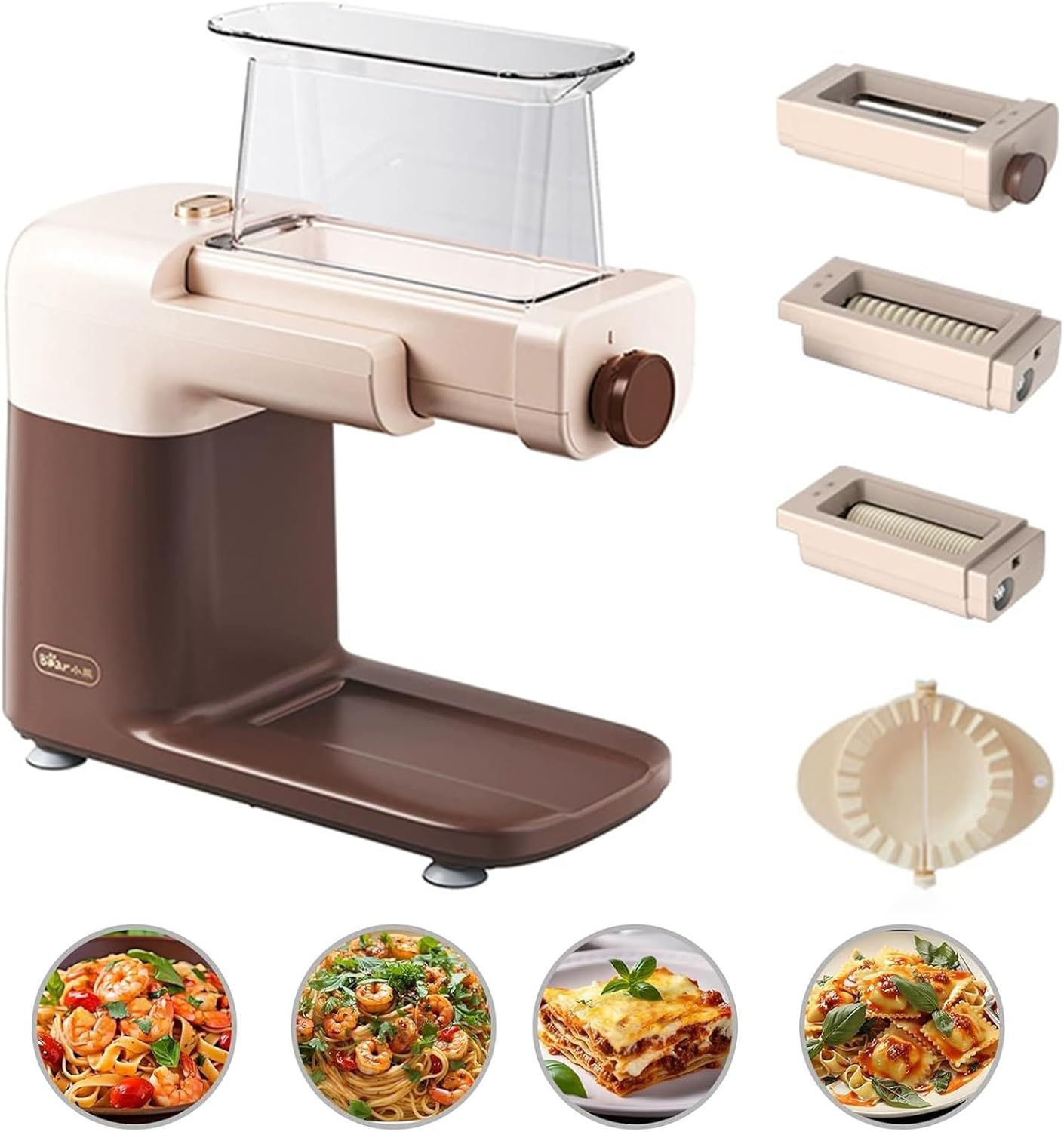 Automatic Electric Pasta Maker with Adjustable Thickness and Noodle Attachments