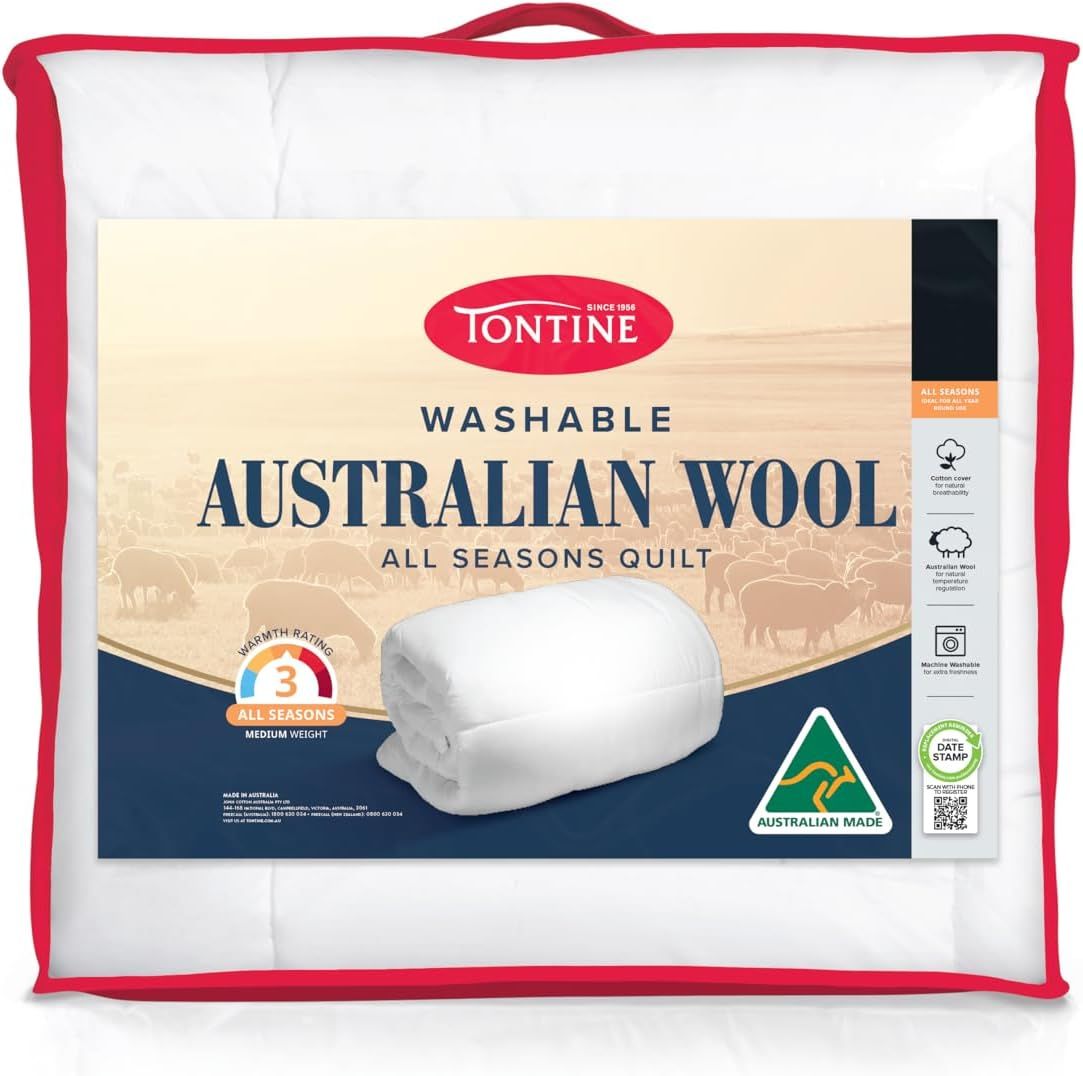 Tontine Washable Wool Quilt with Natural Cotton Cover - All Seasons Double