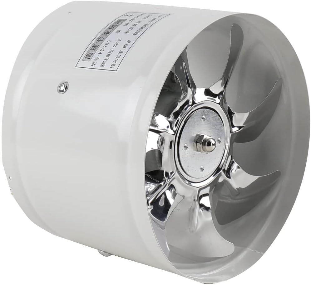 ECUTEE 8-Inch Inline Ventilation Fan, Energy-Efficient Exhaust for Bathroom and Kitchen, White
