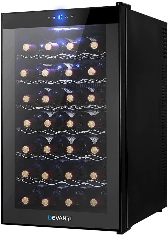 Devanti 28-Bottle Wine Cooler Mini Fridge with Compressor