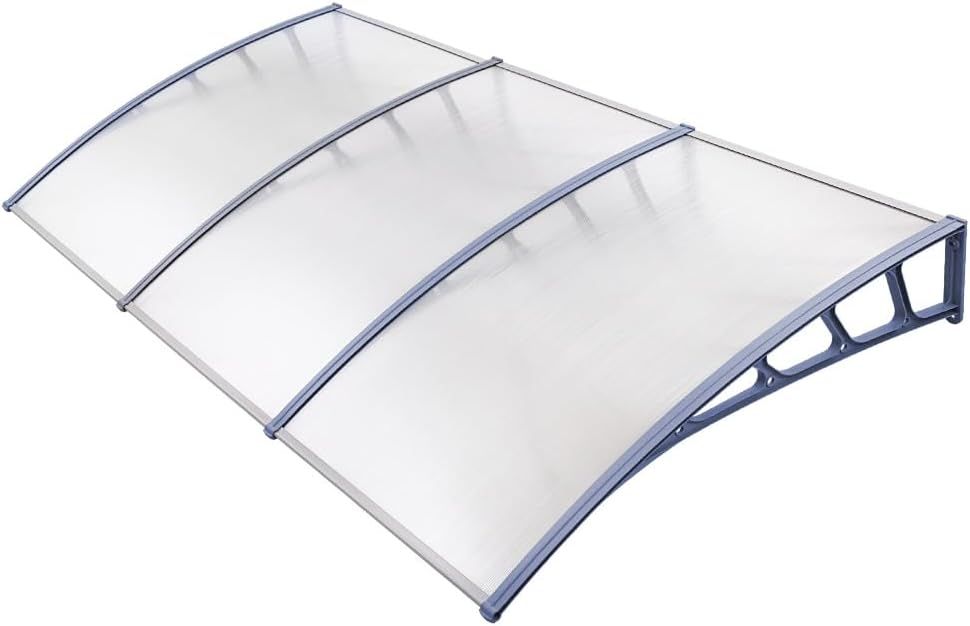 Instahut Transparent PC Window Awning with Grey Bracket, 1.5m x 3m Outdoor Sun and Rain Protection Canopy