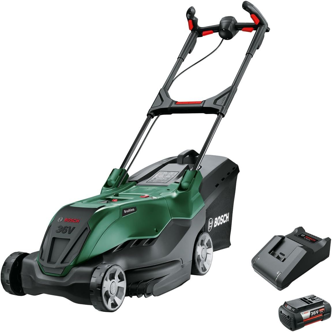 Bosch 36V Cordless Lawnmower with 4.0Ah Battery, Brushless Motor & Adjustable Cutting Height
