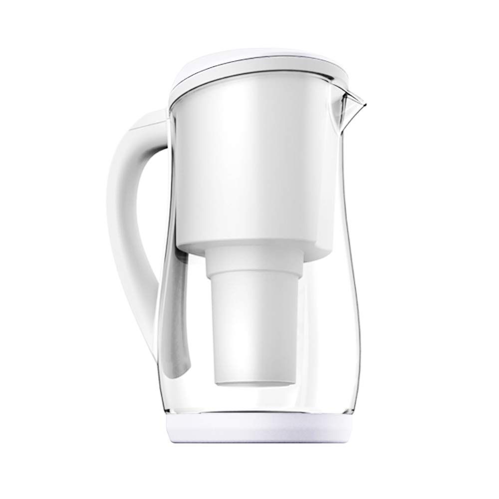 1.5L White Gentoo Glass Alkaline Water Filter Jug with Filter Cartridge
