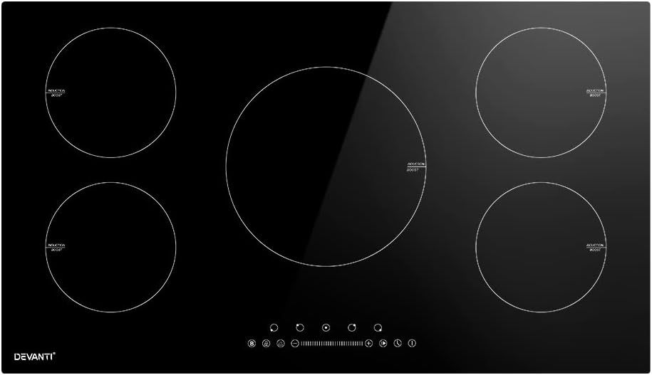 Devanti Portable Induction Cooktop with Touch Panel, 5 Cooking Zones