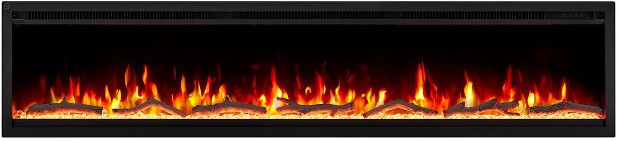 ModaLiving Nocturne 1500W Electric Fireplace with Remote and Timer, Built-in Wall Heater, 60-Inch
