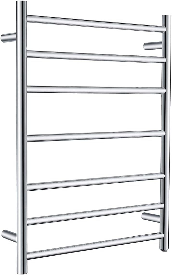 Decaura Electric Heated Towel Rail, Wall-Mounted, IP55 Waterproof, Stainless Steel, 7-Bar, 600x800mm