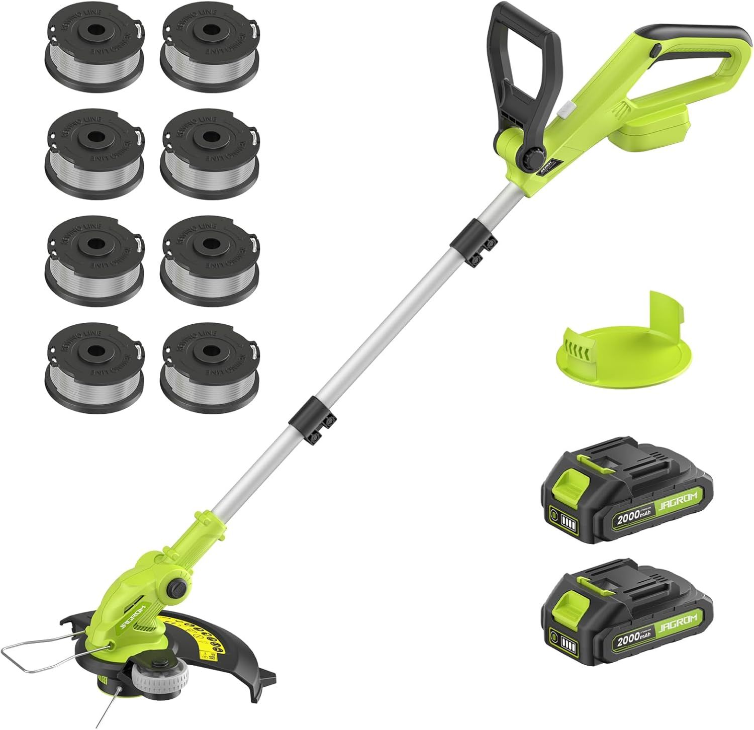 JAGROM Cordless 20V Grass Trimmer & Edger with 2 Batteries, 30cm Cutting Width, Ideal for Home Gardens