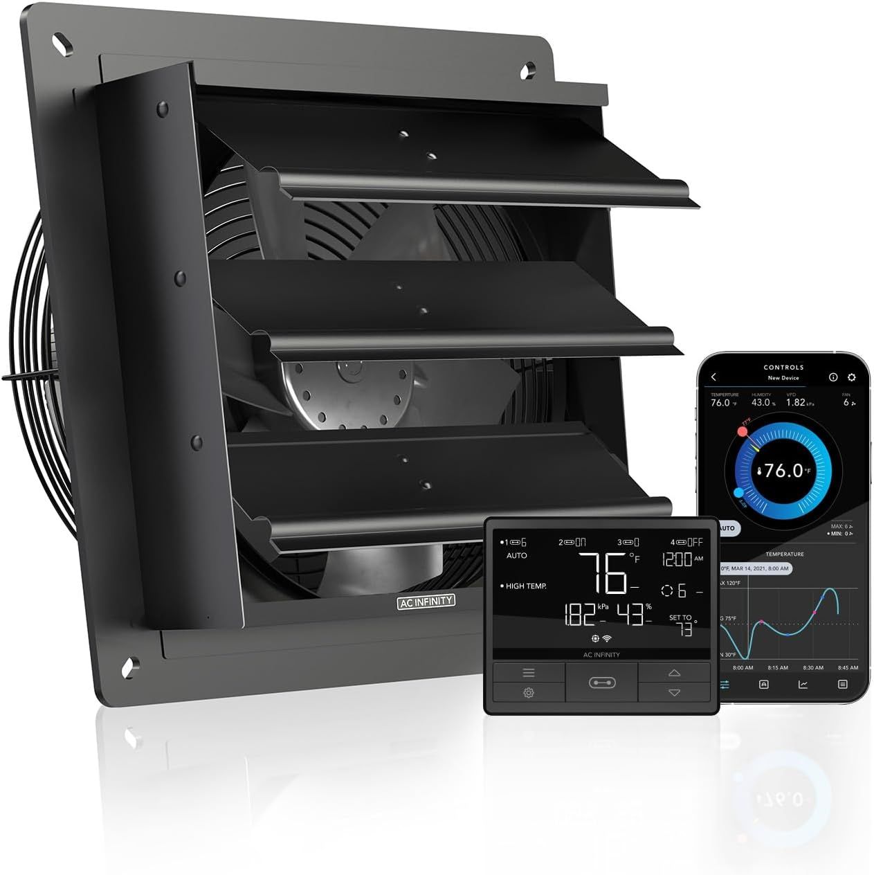 AC Infinity 10-Inch Exhaust Fan with Temp & Humidity Control for Wall Mount