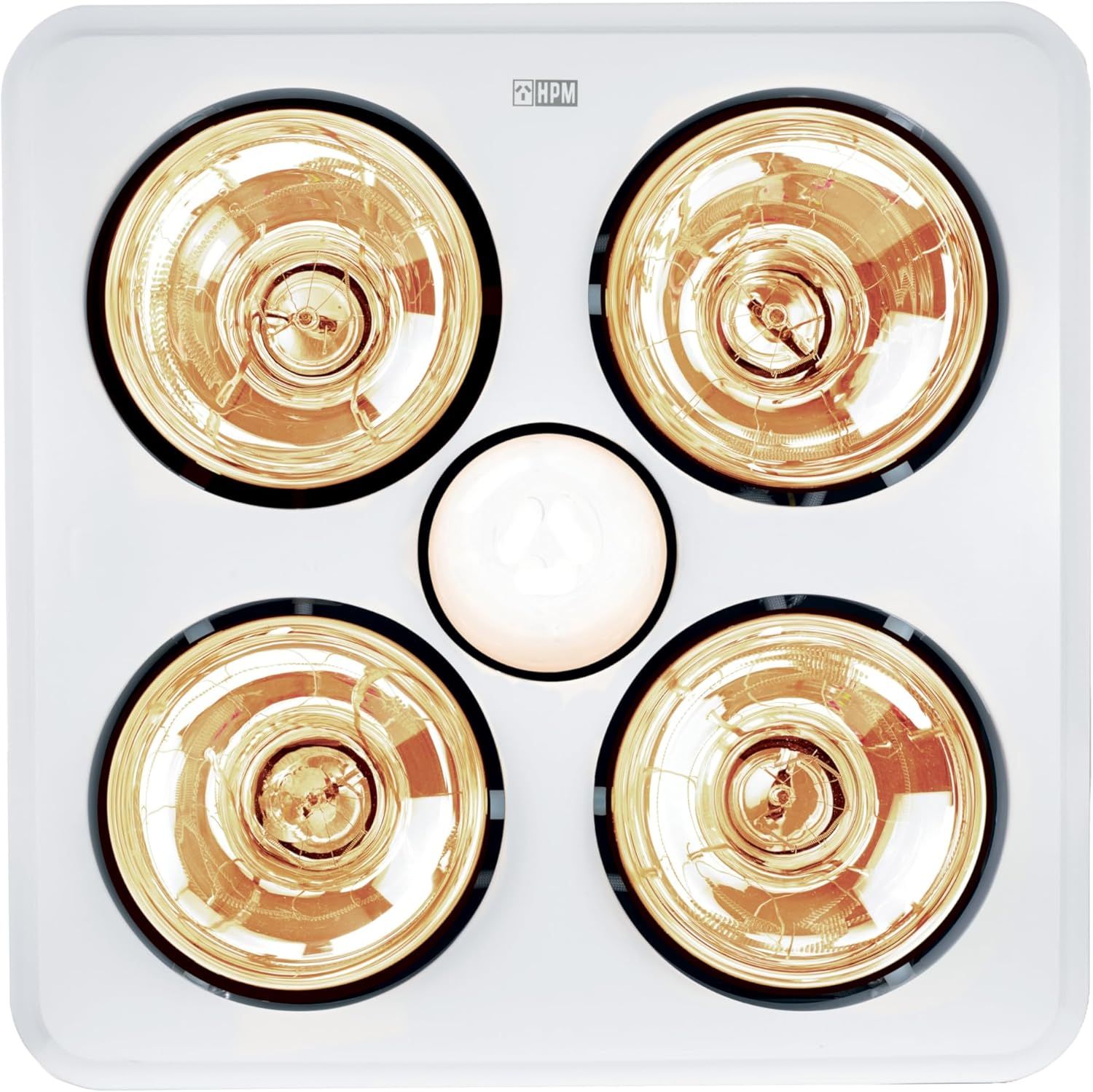 HPM 3-in-1 Bathroom Ceiling Heater with Fan, Light & 4 Heat Lamps - White