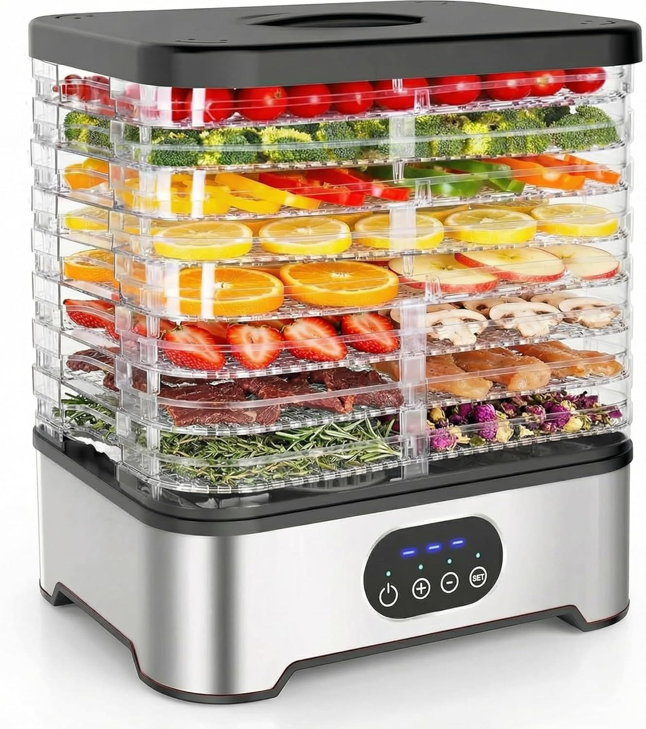 Homodoskey 8-Tray Electric Food Dehydrator with Adjustable Temperature and Timer