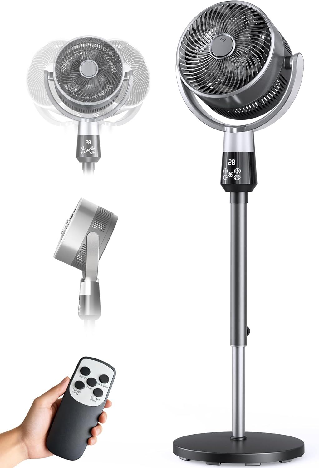 Premium Oscillating Pedestal Fan with Remote and Timer