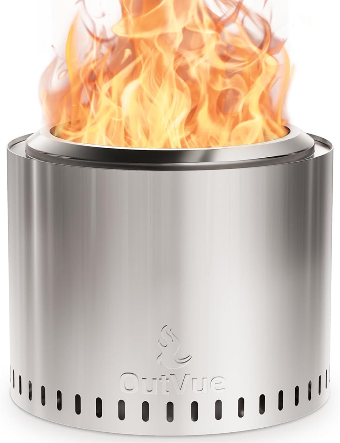 OutVue 19.5 Inch Stainless Steel Low Smoke Fire Pit for Camping and Bonfires