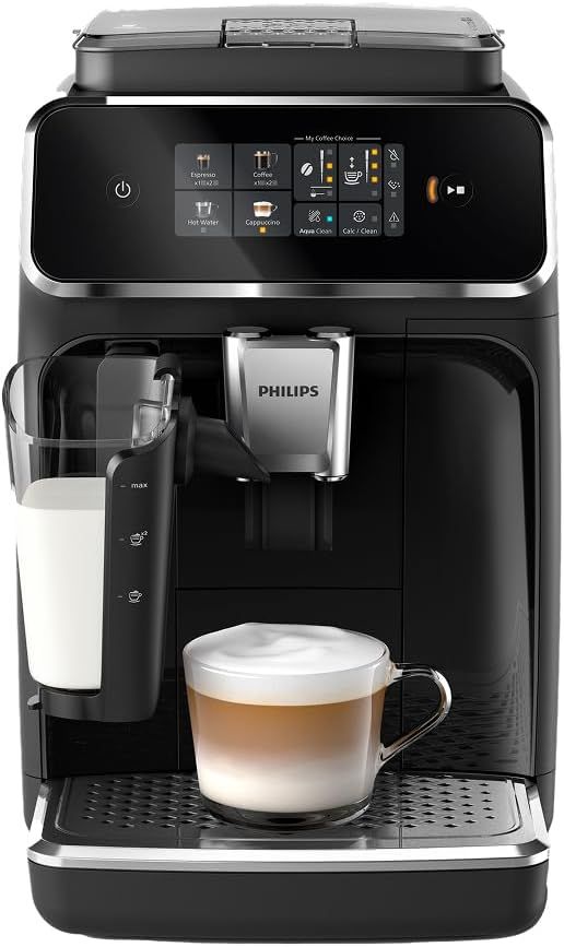 Philips 2300 Series Automatic Coffee Maker - Four Hot Drinks, Quick Clean, SilentBrew Technology, Aquaclean Filter, 2025 Glossy Black Model