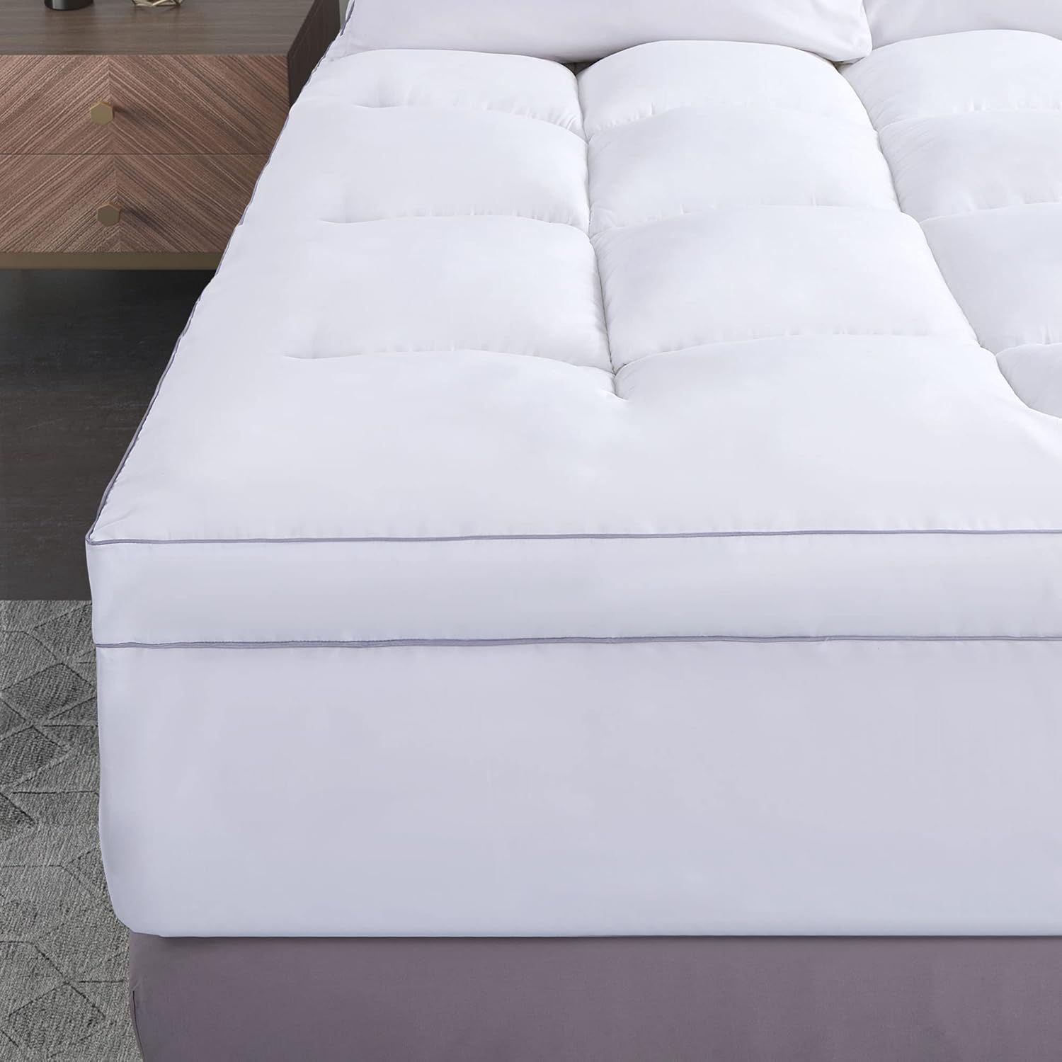 Luxton King Size Bamboo Mattress Topper with Deep Pocket - 2000GSM High Loft 12CM