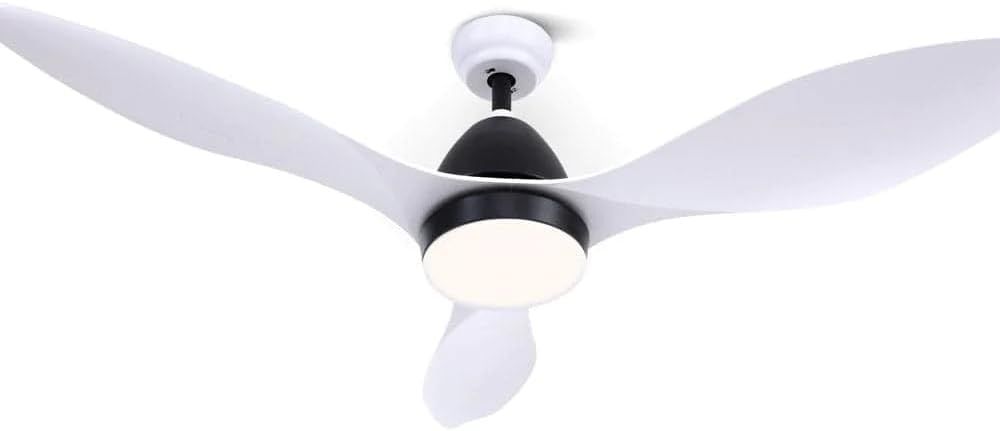 Devanti 48-Inch Ceiling Fan with Remote and LED Light, DC Motor, 3 ABS Blades, 5 Speed Settings, Quiet Operation, White