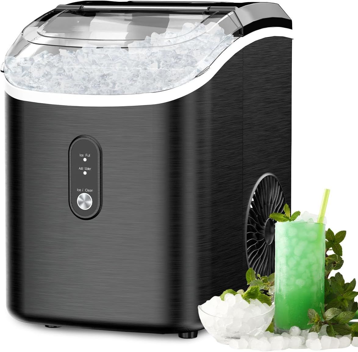YOPOWER 15KG Countertop Nugget Ice Maker with Self-Cleaning for Home Bar