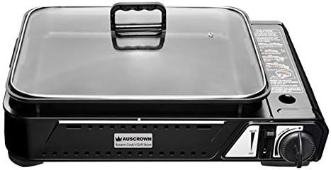 Auscrown Portable Butane Gas Stove with Grill, Black - Model AD8550